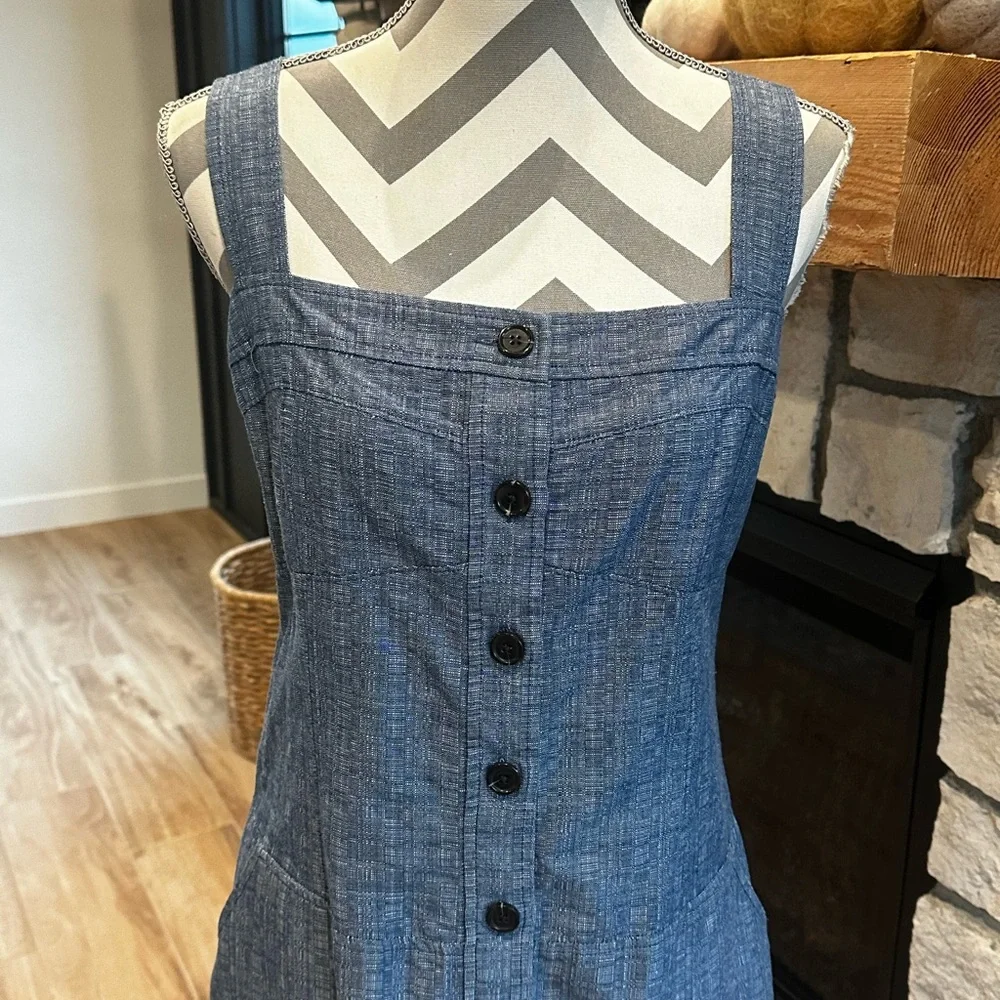 Women’s Derek Lam Chambray Denim Mini Button Down Dress Classic SZ 14 - Picture 4 of 8